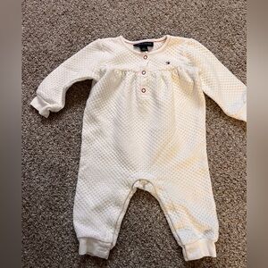 Tommy Hilfiger girls red and white quilted warm romper coveralls 12 months